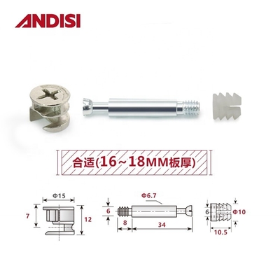 Почтовая упаковка 3-IN-1 Деревянный шкаф соединения Cam Lock Nut и болт MINI FIX