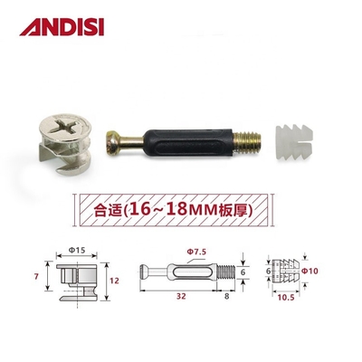 Почтовая упаковка 3-IN-1 Деревянный шкаф соединения Cam Lock Nut и болт MINI FIX